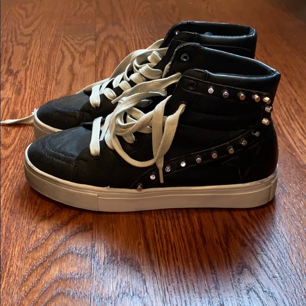 Black mid top sneakers